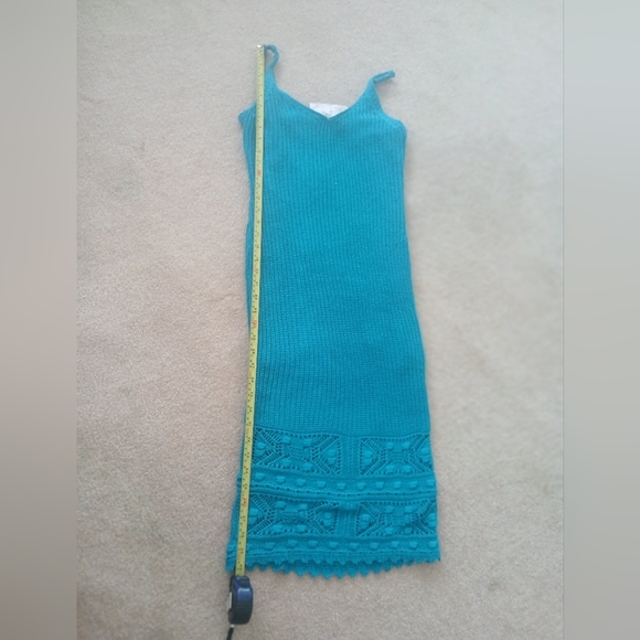 Willow & Wind Crochet Slip Dress Size S Fitted Teal. FL - Picture 6 of 8